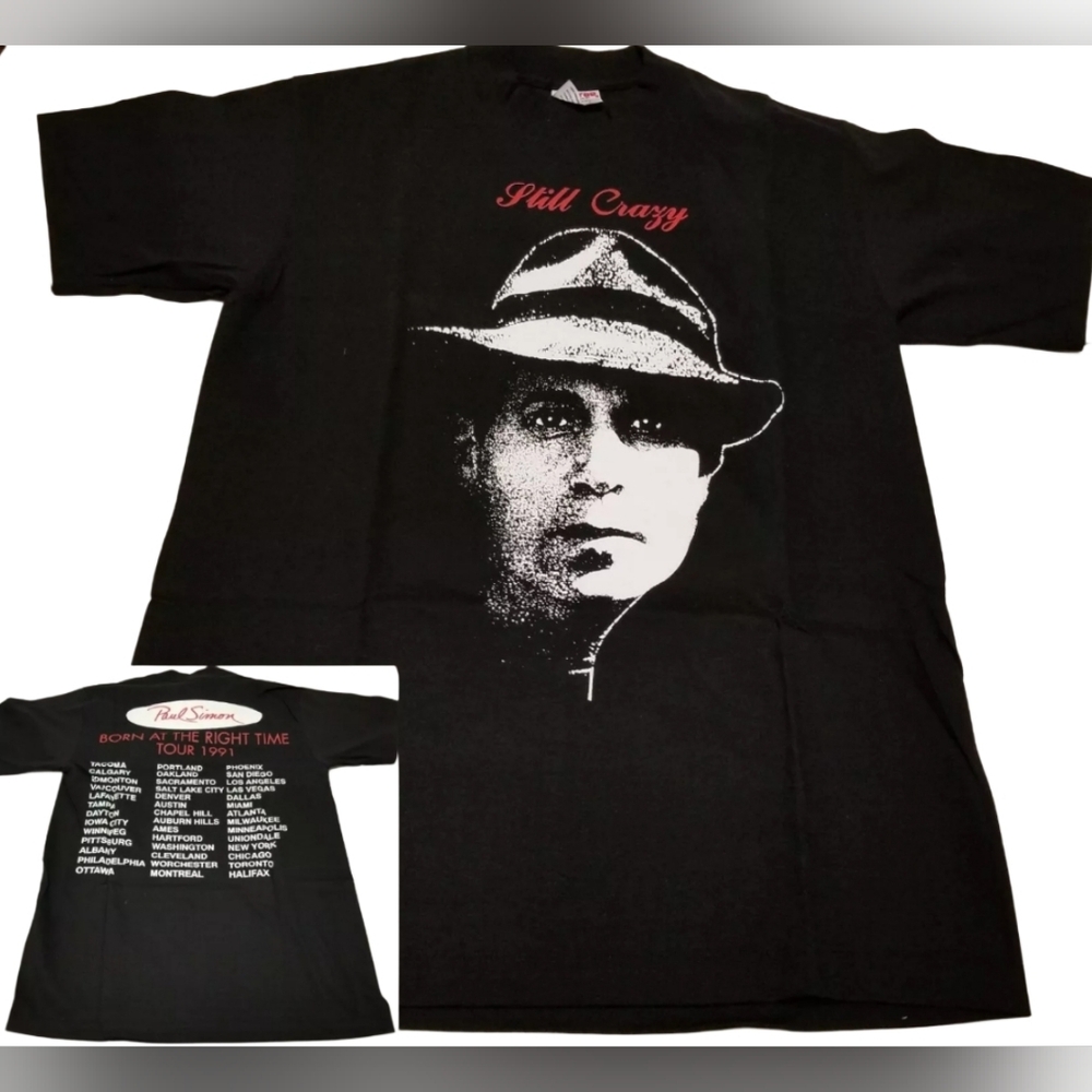 Paul Simon Still Crazy Born At The Right Time 1991 Tour Vtg Concert T-Shirt L